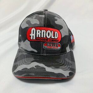 NWOT 360 Apparel Gray Camouflage Arnold Machinery Company Adjustable Hat w/ Flag